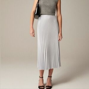 J. Crew Silver Gray Pleated Midi Skirt, NWT